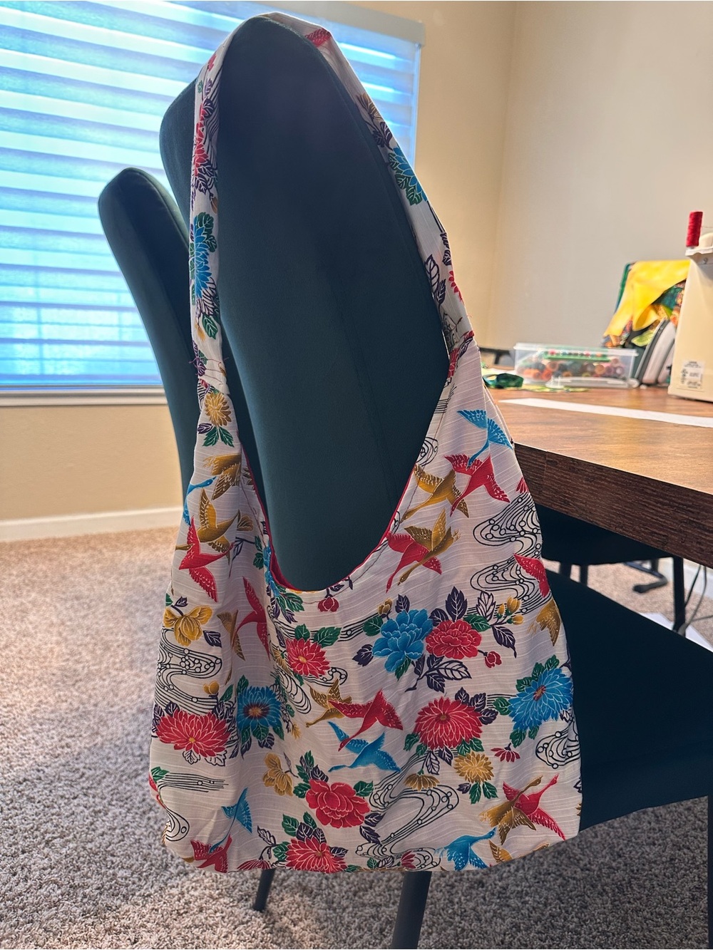 Floral & Crane Tote Bag in Multicolor
